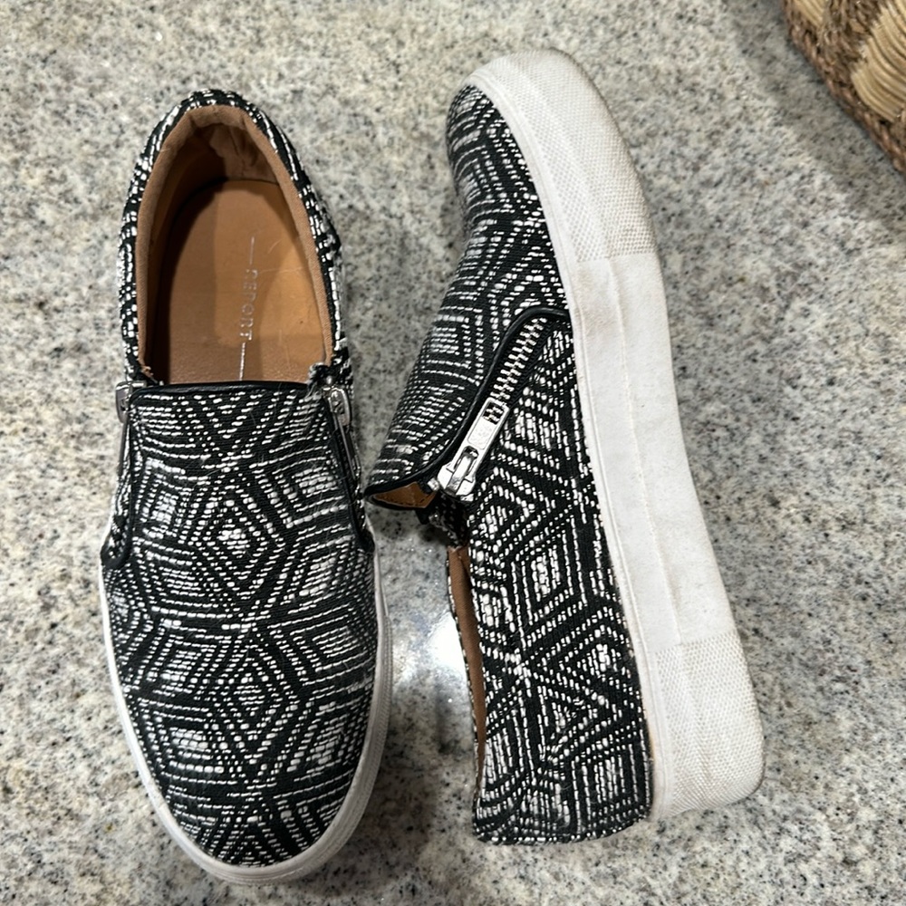 Report size six sneakers.